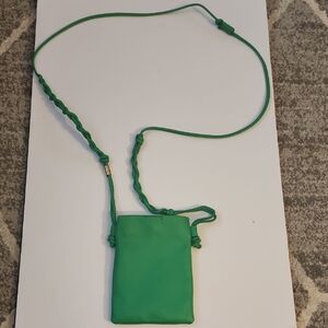 Vince Camuto Kenzy Lotus Green Leather Phone Crossbody Bag.